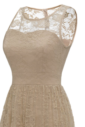 Champagne Long Lace Formal Dress