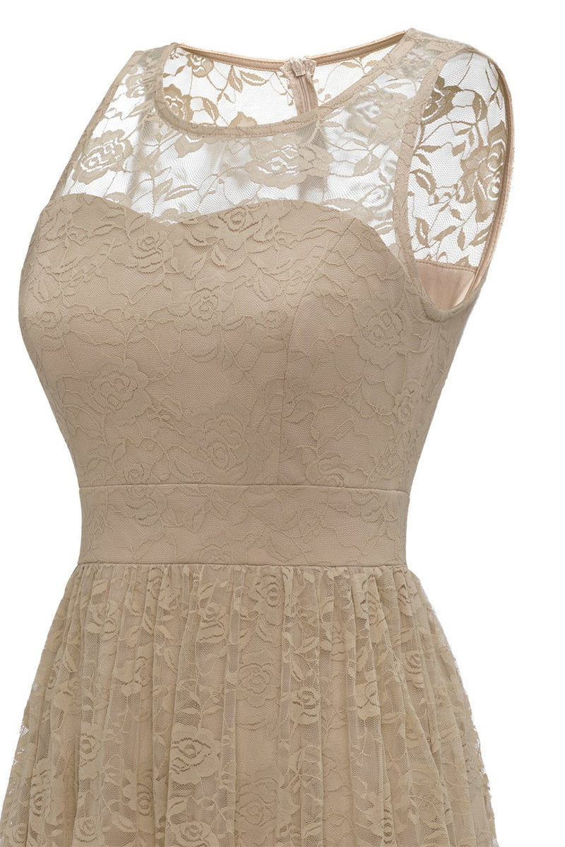 Load image into Gallery viewer, Champagne Long Lace Formal Dress