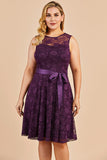 Grape Short Plus Size Lace Dress