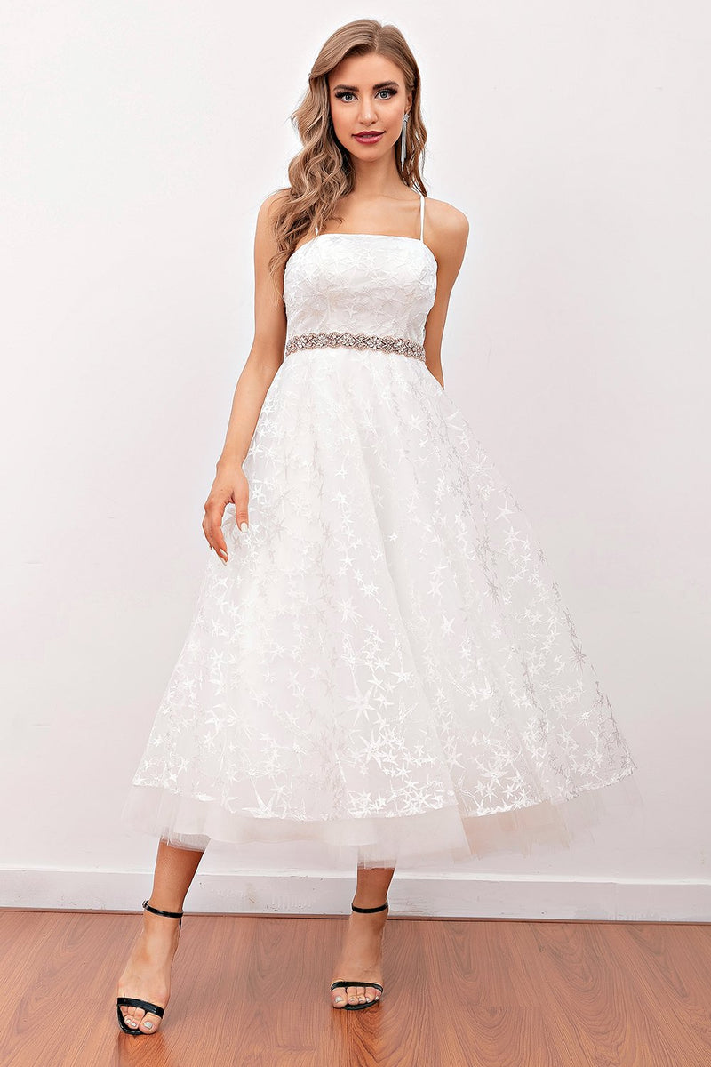 Load image into Gallery viewer, White Lace Midi Formal Dress