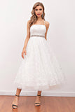 White Lace Midi Formal Dress