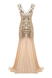 Champagne 1920s Flapper Glitter Dresses