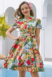 Vintage Print 1950s Swing Dress