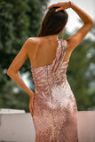 Rose Gold Sequin Prom Bridesmaid Dress