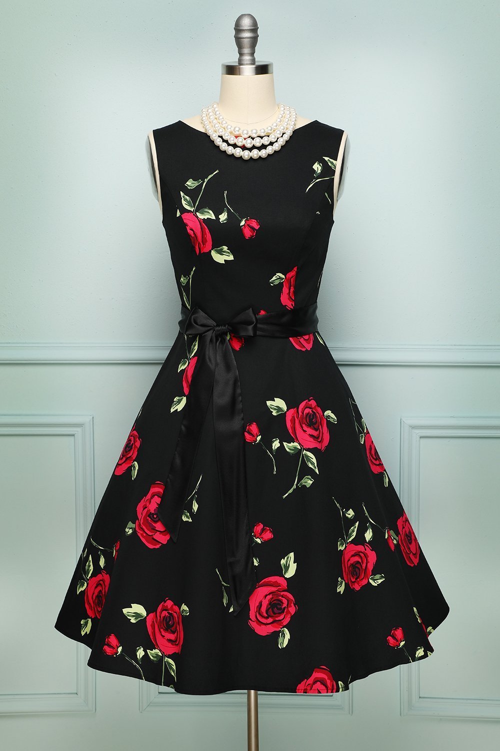 Rose Print Swing Dress