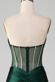 Dark Green Strapless Corset Mermaid Pleated Formal Dress