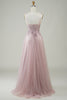 Load image into Gallery viewer, Sparkly Blush A-Line Tulle Long Formal Dress with Lace