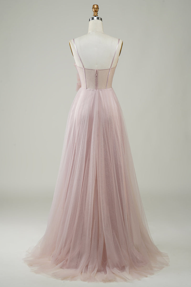 Load image into Gallery viewer, Blush A-Line Corset Long Tulle Formal Dress with Appliques