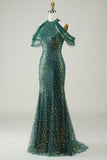 Sparkly Dark Green Sequin Mermaid Long Formal Dress