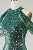 Sparkly Dark Green Sequin Mermaid Long Formal Dress