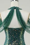 Sparkly Dark Green Sequin Mermaid Long Formal Dress