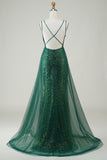 Sparkly Dark Green Beaded Long Formal Dress