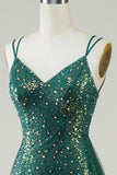 Sparkly Dark Green Beaded Long Formal Dress