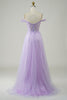 Load image into Gallery viewer, Purple Corset A-Line Long Tulle Formal Dress with Lace