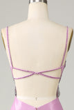 Purple Mermaid Backless Spaghetti Straps Butterflies Formal Dress