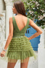Load image into Gallery viewer, A Line Deep V Neck Green Short Formal Dress with Ruffles