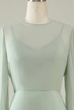 Mint Wedding Guest Dress with Long Sleeves