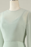 Mint Wedding Guest Dress with Long Sleeves