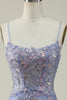 Load image into Gallery viewer, Purple Spaghetti Straps Tulle Long Formal Dress With Appliques