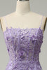 Load image into Gallery viewer, Mermaid Spaghetti Straps Purple Formal Dress with Beading