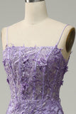 Mermaid Spaghetti Straps Purple Formal Dress with Beading