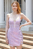 Load image into Gallery viewer, Purple Sparkly Corset Short Formal Dress with Appliques