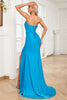 Load image into Gallery viewer, Mermaid Sweetheart Blue Long Formal Dress with Split Front