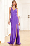 Purple Wedding Guest Dress with Slit