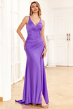 Purple Wedding Guest Dress with Slit