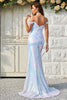 Load image into Gallery viewer, Mermaid Off the Shoulder White Sequins Long Formal Dress with Split Front