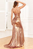 Load image into Gallery viewer, Golden Ruffles Corset Formal Dress with Slit