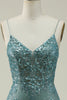 Load image into Gallery viewer, Mermaid Spaghetti Straps Green Long Formal Dress with Split Front
