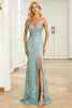 Load image into Gallery viewer, Mermaid Spaghetti Straps Green Long Formal Dress with Criss Cross Back