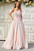 Load image into Gallery viewer, A Line One Shoulder Blush Long Formal Dress with Appliques