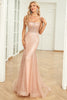 Load image into Gallery viewer, Mermaid Spaghetti Straps Blush Sequins Long Formal Dress with Train