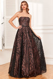 Black Strapless A Line Formal Dress with Beading