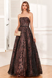 Black Strapless A Line Formal Dress with Beading