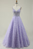 Load image into Gallery viewer, A Line V Neck Purple Long Formal Dress with 3D Flowers
