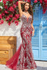 Load image into Gallery viewer, Mermaid Spaghetti Straps Burgundy Long Formal Dress with Open Back
