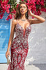 Load image into Gallery viewer, Mermaid Spaghetti Straps Burgundy Long Formal Dress with Open Back
