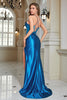 Load image into Gallery viewer, Sparkly Blue Corset Long Formal Dress with Slit