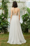 Tulle Spaghetti Straps White Long Formal Dress with Beading