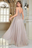 Load image into Gallery viewer, Glitter Blush A-Line Tulle Long Formal Dress with Lace