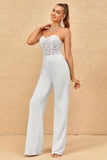 Sweetheart Ivory Wedding Jumpsuits with Lace