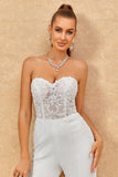 Sweetheart Ivory Wedding Jumpsuits with Lace