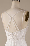 Ivory A-Line Tulle Criss-Cross Straps Back Wedding Dress