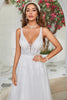 Load image into Gallery viewer, Ivory V-Neck Sweep Train Wedding Dress with Lace