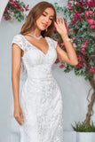 Ivory Mermaid Lace V-Neck Wedding Dress