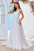 Load image into Gallery viewer, Apricot Tulle Sweep Train A Line Wedding Dress with Lace
