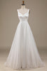 Load image into Gallery viewer, Simple Ivory Organza Scoop Neck Sweep Train Wedding Dress